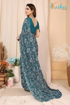 Show details for Printed Daily Wear Georgette Saree (Blue) Picture of Printed Daily Wear Georgette Saree (Blue)