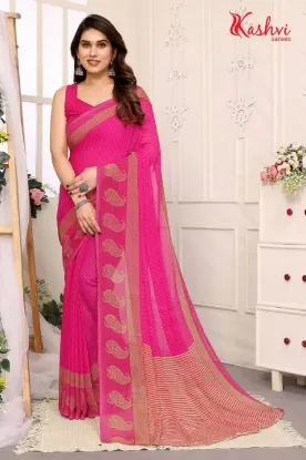 Show details for Printed, Paisley Bollywood Georgette Saree (Purple) Picture of Printed, Paisley Bollywood Georgette Saree (Purple)