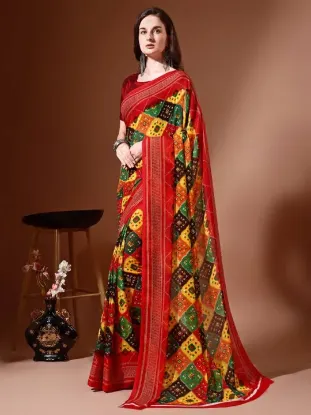 Show details for Printed Bandhani Georgette Saree (Red, Multicolor) Picture of Printed Bandhani Georgette Saree (Red, Multicolor)