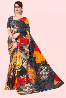 Show details for Printed Bollywood Georgette Saree (Grey) Picture of Printed Bollywood Georgette Saree (Grey)