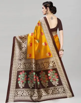 Show details for Printed Banarasi Silk Blend Saree (Mustard, Multicolor) Picture of Printed Banarasi Silk Blend Saree (Mustard, Multicolor)