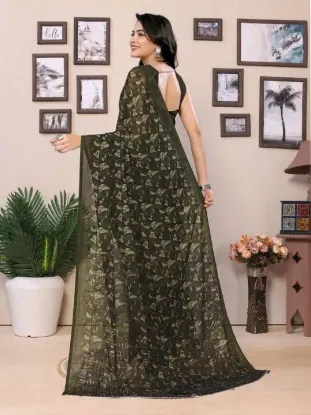 Show details for Printed Daily Wear Georgette Saree (Green) Picture of Printed Daily Wear Georgette Saree (Green)