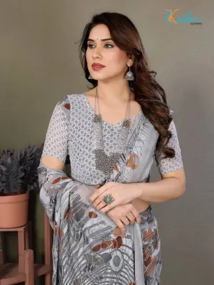 Show details for Ombre, Floral Print Daily Wear Georgette Saree (Grey) Picture of Ombre, Floral Print Daily Wear Georgette Saree (Grey)
