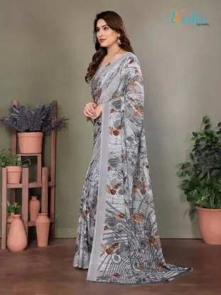 Show details for Ombre, Floral Print Daily Wear Georgette Saree (Grey) Picture of Ombre, Floral Print Daily Wear Georgette Saree (Grey)