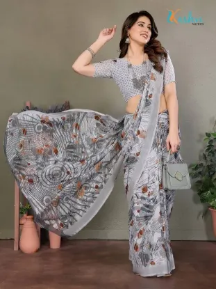 Show details for Ombre, Floral Print Daily Wear Georgette Saree (Grey) Picture of Ombre, Floral Print Daily Wear Georgette Saree (Grey)