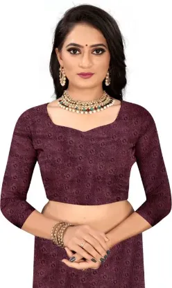 Show details for Self Design Bollywood Silk Blend Saree (Purple) Picture of Self Design Bollywood Silk Blend Saree (Purple)
