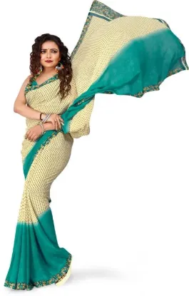 Show details for Printed, Paisley, Ombre, Floral Print Daily Wear Georgette Saree (Light Blue, Cream) Picture of Printed, Paisley, Ombre, Floral Print Daily Wear Georgette Saree (Light Blue, Cream)