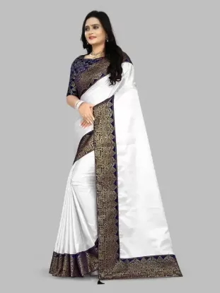 Show details for Embroidered Bollywood Georgette Saree (White) Picture of Embroidered Bollywood Georgette Saree (White)