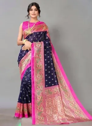 Show details for Printed Bollywood Silk Blend Saree (Multicolor) Picture of Printed Bollywood Silk Blend Saree (Multicolor)