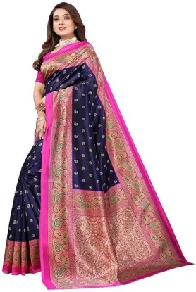 Show details for Printed Bollywood Silk Blend Saree (Multicolor) Picture of Printed Bollywood Silk Blend Saree (Multicolor)