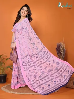Show details for Paisley, Floral Print Daily Wear Georgette Saree (Pink) Picture of Paisley, Floral Print Daily Wear Georgette Saree (Pink)