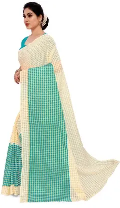 Show details for Checkered Daily Wear Art Silk Saree (Light Blue, Cream) Picture of Checkered Daily Wear Art Silk Saree (Light Blue, Cream)