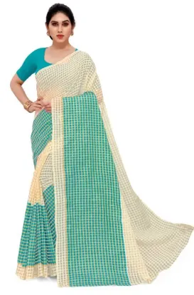 Show details for Checkered Daily Wear Art Silk Saree (Light Blue, Cream) Picture of Checkered Daily Wear Art Silk Saree (Light Blue, Cream)
