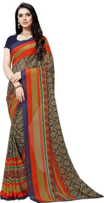Show details for Paisley, Striped, Floral Print Daily Wear Georgette Saree (Dark Blue) Picture of Paisley, Striped, Floral Print Daily Wear Georgette Saree (Dark Blue)