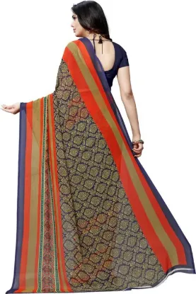 Show details for Paisley, Striped, Floral Print Daily Wear Georgette Saree (Dark Blue) Picture of Paisley, Striped, Floral Print Daily Wear Georgette Saree (Dark Blue)