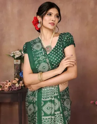 Show details for Printed Daily Wear Art Silk Saree (Green) Picture of Printed Daily Wear Art Silk Saree (Green)
