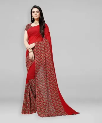 Show details for Printed, Paisley Daily Wear Georgette Saree (Red) Picture of Printed, Paisley Daily Wear Georgette Saree (Red)