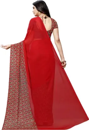 Show details for Printed, Paisley Daily Wear Georgette Saree (Red) Picture of Printed, Paisley Daily Wear Georgette Saree (Red)