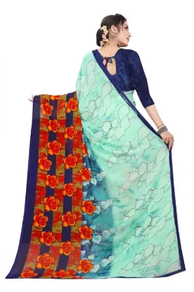 Show details for Printed Bollywood Georgette Saree (Green) Picture of Printed Bollywood Georgette Saree (Green)