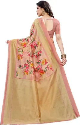 Show details for Printed Bollywood Silk Blend Saree (Pink, Beige) Picture of Printed Bollywood Silk Blend Saree (Pink, Beige)