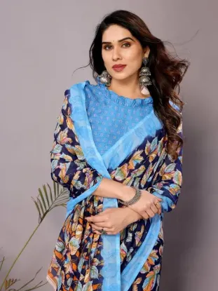 Show details for Printed Daily Wear Georgette Saree (Blue) Picture of Printed Daily Wear Georgette Saree (Blue)