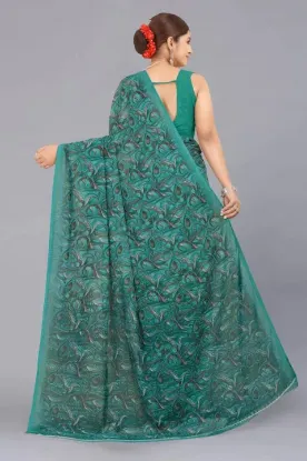 Show details for Printed Daily Wear Georgette Saree (Green) Picture of Printed Daily Wear Georgette Saree (Green)