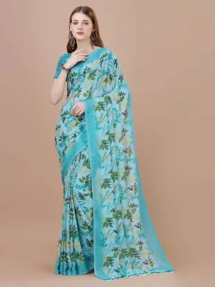 Show details for Floral Print, Printed Daily Wear Georgette Saree (Dark Green) Picture of Floral Print, Printed Daily Wear Georgette Saree (Dark Green)