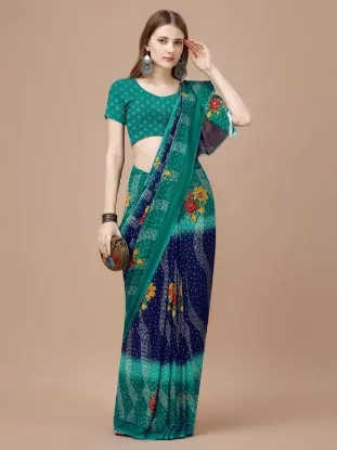Show details for Floral Print, Printed Daily Wear Georgette Saree (Dark Green) Picture of Floral Print, Printed Daily Wear Georgette Saree (Dark Green)