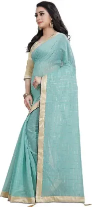 Show details for Checkered Chanderi Cotton Silk Saree (Blue) Picture of Checkered Chanderi Cotton Silk Saree (Blue)