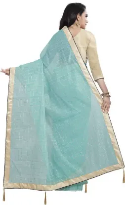 Show details for Checkered Chanderi Cotton Silk Saree (Blue) Picture of Checkered Chanderi Cotton Silk Saree (Blue)