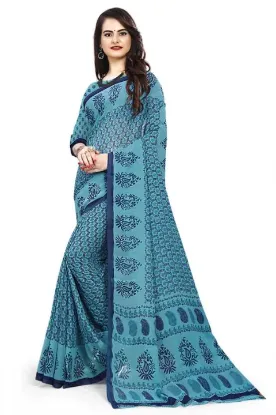 Show details for Printed Daily Wear Georgette Saree blue Picture of Printed Daily Wear Georgette Saree blue