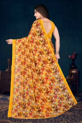 Show details for Printed Daily Wear Georgette Saree (Yellow) Picture of Printed Daily Wear Georgette Saree (Yellow)