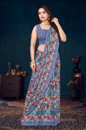 Show details for Printed Daily Wear Georgette Saree (Grey) Picture of Printed Daily Wear Georgette Saree (Grey)