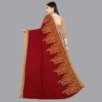 Show details for Floral Print Daily Wear Georgette Saree (Beige) Picture of Floral Print Daily Wear Georgette Saree (Beige)