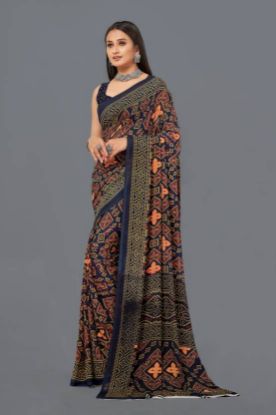 Show details for Printed Bandhani Georgette Saree (Dark Blue) Picture of Printed Bandhani Georgette Saree (Dark Blue)