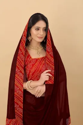 Show details for Printed Daily Wear Lycra Blend Saree (Brown) Picture of Printed Daily Wear Lycra Blend Saree (Brown)