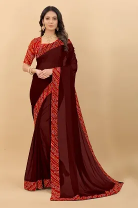 Show details for Printed Daily Wear Lycra Blend Saree (Brown) Picture of Printed Daily Wear Lycra Blend Saree (Brown)