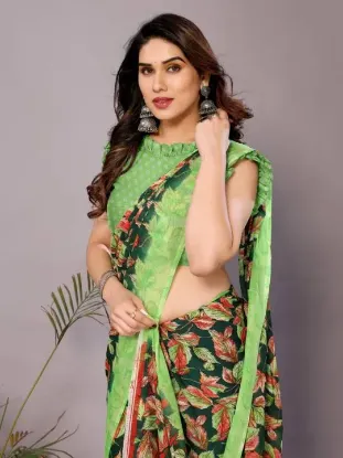 Show details for Printed Daily Wear Georgette Saree (Green) Picture of Printed Daily Wear Georgette Saree (Green)