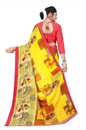 Show details for Printed Daily Wear Georgette Saree (Pink) Picture of Printed Daily Wear Georgette Saree (Pink)