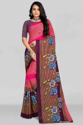 Show details for Printed, Floral Print Bollywood Georgette Saree (Pink) Picture of Printed, Floral Print Bollywood Georgette Saree (Pink)