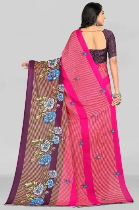 Show details for Printed, Floral Print Bollywood Georgette Saree (Pink) Picture of Printed, Floral Print Bollywood Georgette Saree (Pink)