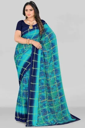 Show details for Polka Print Bollywood Georgette Saree (Light Blue) Picture of Polka Print Bollywood Georgette Saree (Light Blue)