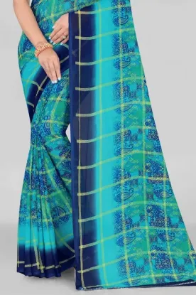 Show details for Polka Print Bollywood Georgette Saree (Light Blue) Picture of Polka Print Bollywood Georgette Saree (Light Blue)