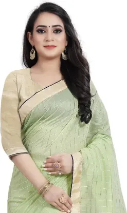Show details for Checkered Chanderi Cotton Silk Saree (Light Green) Picture of Checkered Chanderi Cotton Silk Saree (Light Green)
