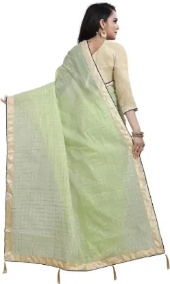 Show details for Checkered Chanderi Cotton Silk Saree (Light Green) Picture of Checkered Chanderi Cotton Silk Saree (Light Green)