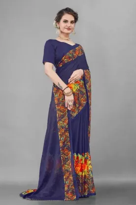 Show details for Geometric Print, Floral Print Bollywood Georgette Saree (Blue) Picture of Geometric Print, Floral Print Bollywood Georgette Saree (Blue)