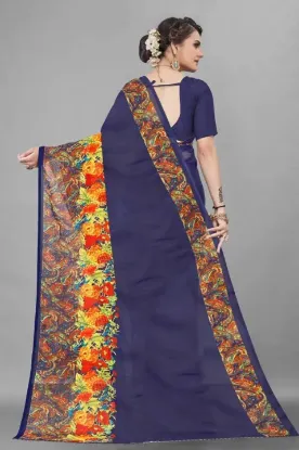 Show details for Geometric Print, Floral Print Bollywood Georgette Saree (Blue) Picture of Geometric Print, Floral Print Bollywood Georgette Saree (Blue)