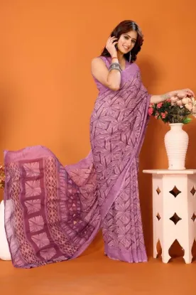 Show details for Dyed Daily Wear Georgette Saree (Purple) Picture of Dyed Daily Wear Georgette Saree (Purple)