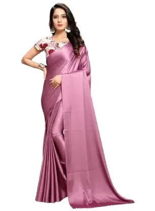 Show details for Silk Satin Silk Peach Saree With Blouse Picture of Silk Satin Silk Peach Saree With Blouse