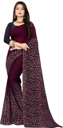 Show details for Floral Print Daily Wear Georgette Saree (Magenta) Picture of Floral Print Daily Wear Georgette Saree (Magenta)
